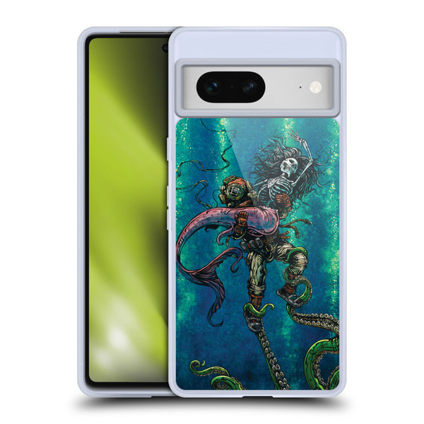 David Lozeau Colourful Grunge Diver And Mermaid Soft Gel Case for Google Pixel 7