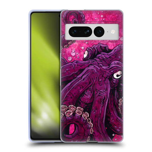 David Lozeau Colourful Grunge Octopus Squid Soft Gel Case for Google Pixel 7 Pro