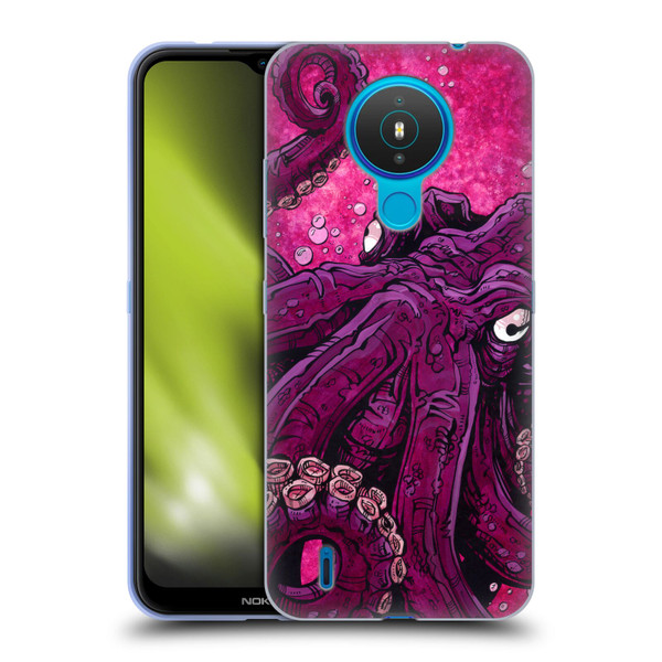 David Lozeau Colourful Grunge Octopus Squid Soft Gel Case for Nokia 1.4