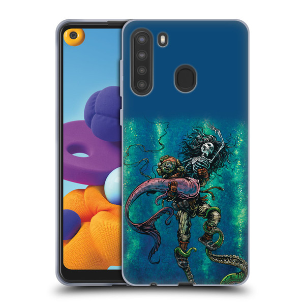 David Lozeau Colourful Grunge Diver And Mermaid Soft Gel Case for Samsung Galaxy A21 (2020)