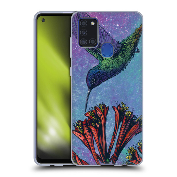 David Lozeau Colourful Grunge The Hummingbird Soft Gel Case for Samsung Galaxy A21s (2020)