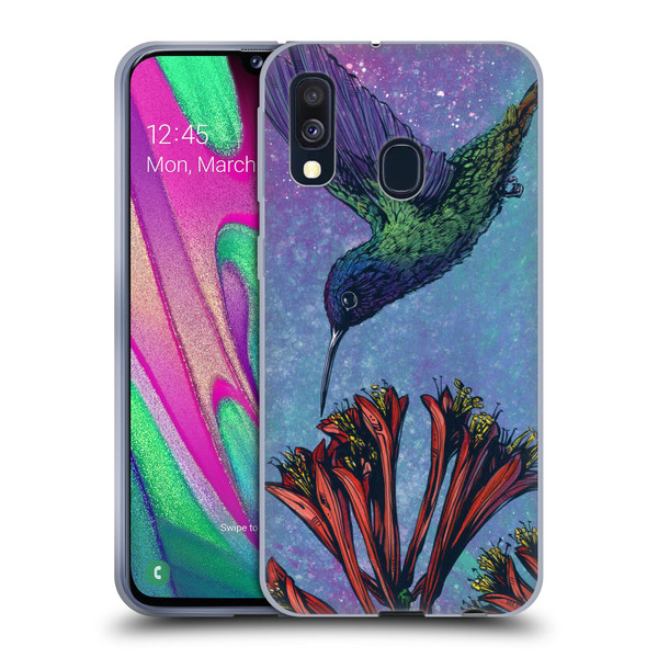 David Lozeau Colourful Grunge The Hummingbird Soft Gel Case for Samsung Galaxy A40 (2019)