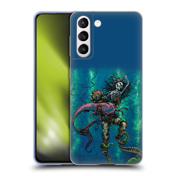 David Lozeau Colourful Grunge Diver And Mermaid Soft Gel Case for Samsung Galaxy S21 5G