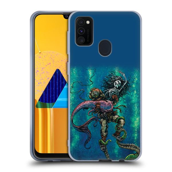David Lozeau Colourful Grunge Diver And Mermaid Soft Gel Case for Samsung Galaxy M30s (2019)/M21 (2020)