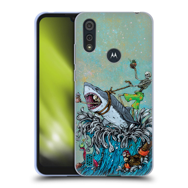 David Lozeau Colourful Art Surfing Soft Gel Case for Motorola Moto E6s (2020)