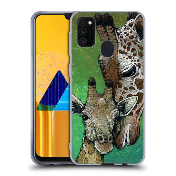 David Lozeau Colourful Art Giraffe Soft Gel Case for Samsung Galaxy M30s (2019)/M21 (2020)