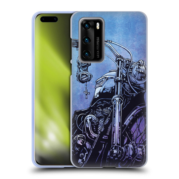 David Lozeau Skeleton Grunge Motorcycle Soft Gel Case for Huawei P40 5G