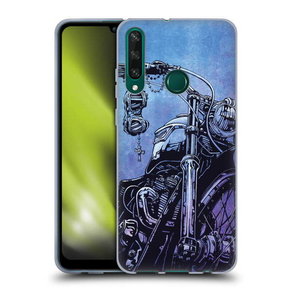 David Lozeau Skeleton Grunge Motorcycle Soft Gel Case for Huawei Y6p