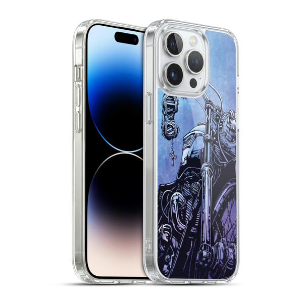 David Lozeau Skeleton Grunge Motorcycle Soft Gel Case for Apple iPhone 14 Pro Max & MagSafe
