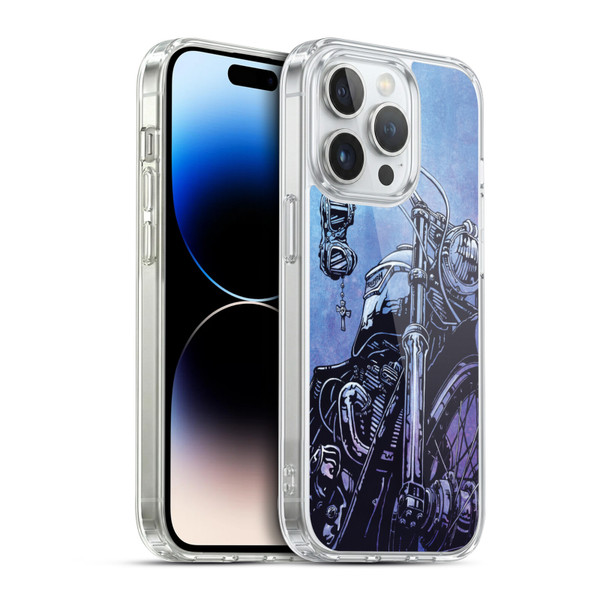 David Lozeau Skeleton Grunge Motorcycle Soft Gel Case for Apple iPhone 14 Pro & MagSafe