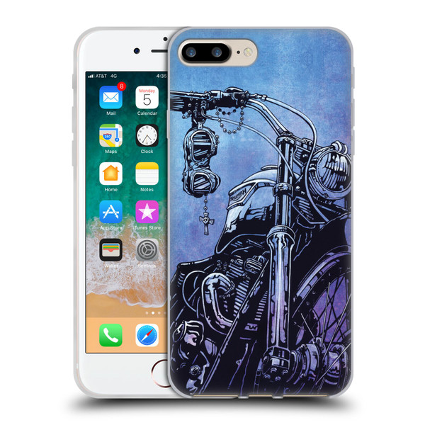 David Lozeau Skeleton Grunge Motorcycle Soft Gel Case for Apple iPhone 7 Plus / iPhone 8 Plus