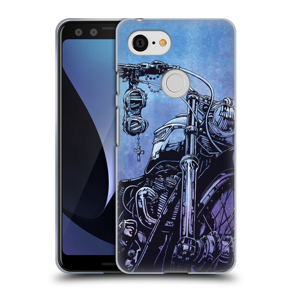 David Lozeau Skeleton Grunge Motorcycle Soft Gel Case for Google Pixel 3