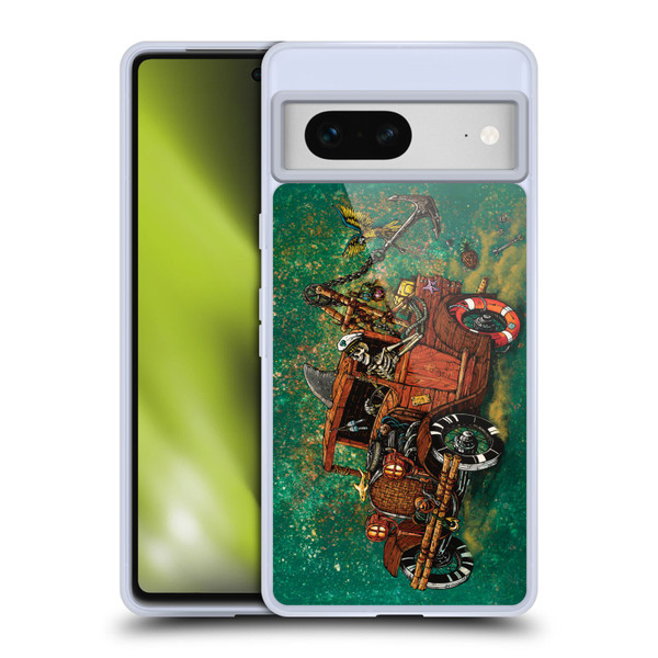 David Lozeau Skeleton Grunge Tiki Towing Soft Gel Case for Google Pixel 7