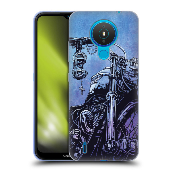 David Lozeau Skeleton Grunge Motorcycle Soft Gel Case for Nokia 1.4