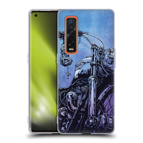 David Lozeau Skeleton Grunge Motorcycle Soft Gel Case for OPPO Find X2 Pro 5G