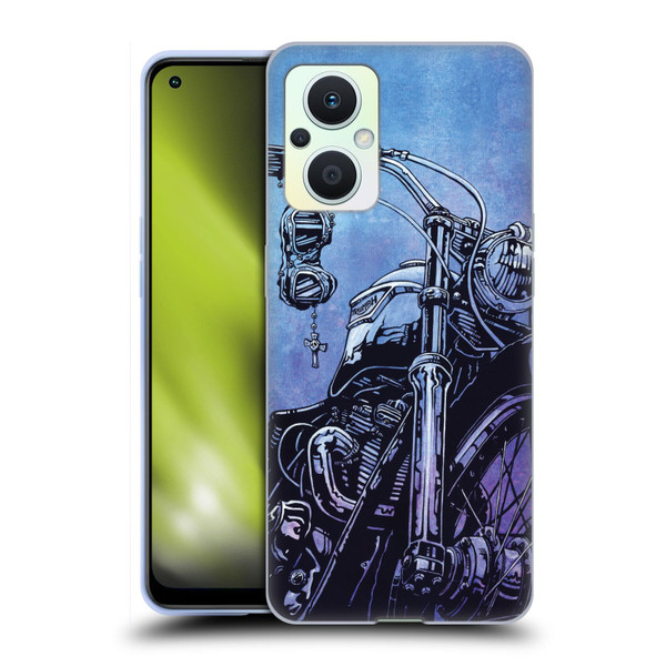 David Lozeau Skeleton Grunge Motorcycle Soft Gel Case for OPPO Reno8 Lite