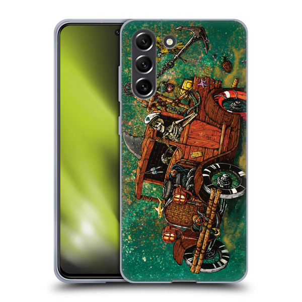 David Lozeau Skeleton Grunge Tiki Towing Soft Gel Case for Samsung Galaxy S21 FE 5G