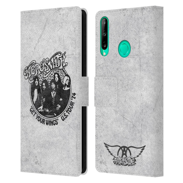 Aerosmith Black And White Get Your Wings US Tour Leather Book Wallet Case Cover For Huawei P40 lite E