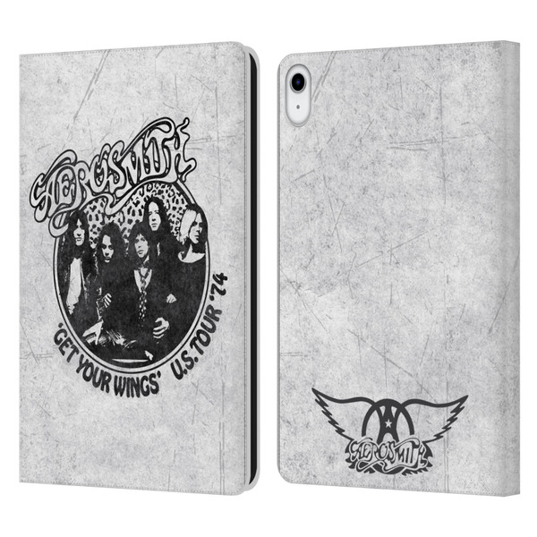 Aerosmith Black And White Get Your Wings US Tour Leather Book Wallet Case Cover For Apple iPad 10.9 (2022)