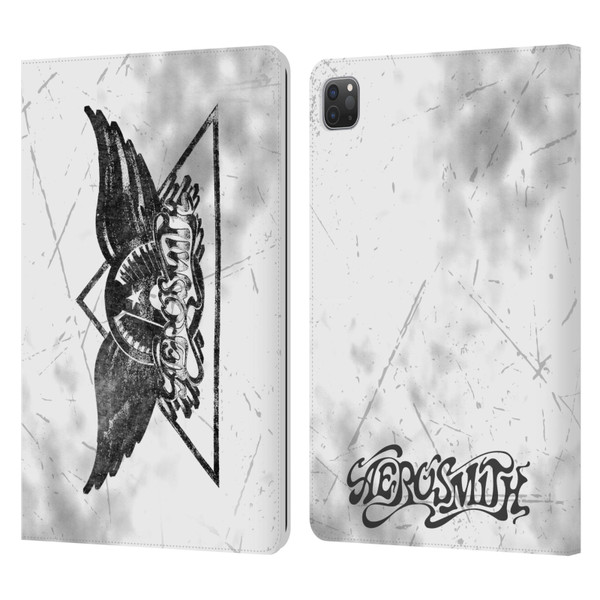 Aerosmith Black And White Triangle Winged Logo Leather Book Wallet Case Cover For Apple iPad Pro 11 2020 / 2021 / 2022