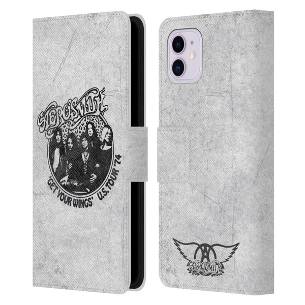 Aerosmith Black And White Get Your Wings US Tour Leather Book Wallet Case Cover For Apple iPhone 11