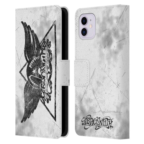 Aerosmith Black And White Triangle Winged Logo Leather Book Wallet Case Cover For Apple iPhone 11