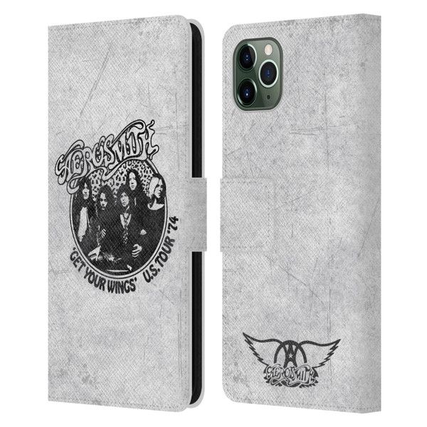 Aerosmith Black And White Get Your Wings US Tour Leather Book Wallet Case Cover For Apple iPhone 11 Pro Max