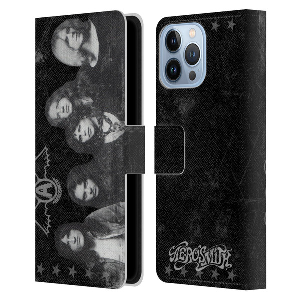 Aerosmith Black And White Vintage Photo Leather Book Wallet Case Cover For Apple iPhone 13 Pro Max
