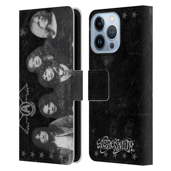 Aerosmith Black And White Vintage Photo Leather Book Wallet Case Cover For Apple iPhone 13 Pro