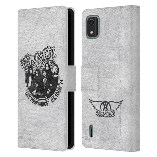 Aerosmith Black And White Get Your Wings US Tour Leather Book Wallet Case Cover For Nokia C2 2nd Edition