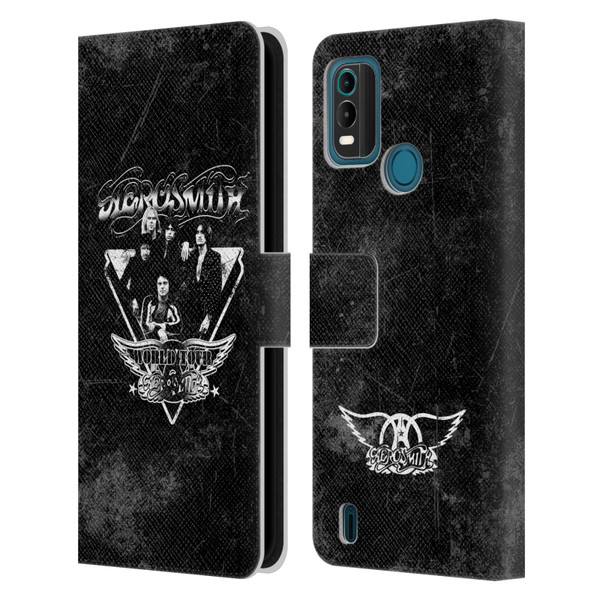 Aerosmith Black And White World Tour Leather Book Wallet Case Cover For Nokia G11 Plus
