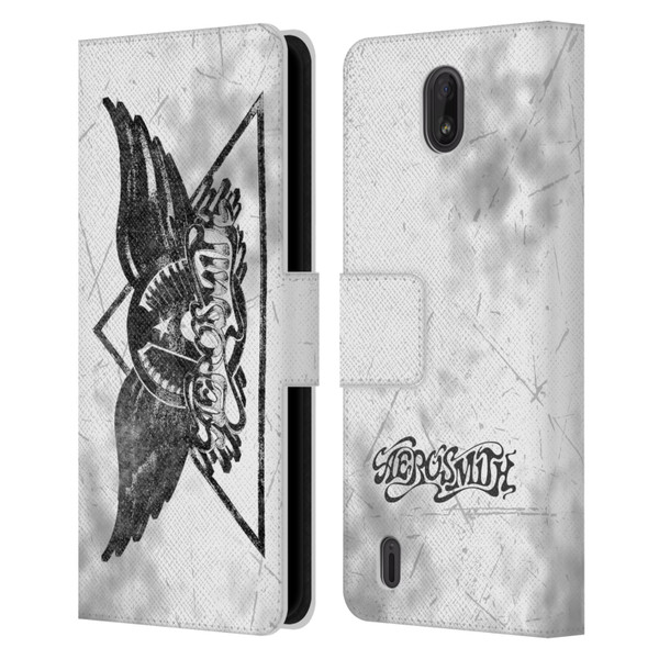 Aerosmith Black And White Triangle Winged Logo Leather Book Wallet Case Cover For Nokia C01 Plus/C1 2nd Edition
