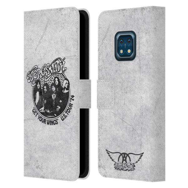 Aerosmith Black And White Get Your Wings US Tour Leather Book Wallet Case Cover For Nokia XR20