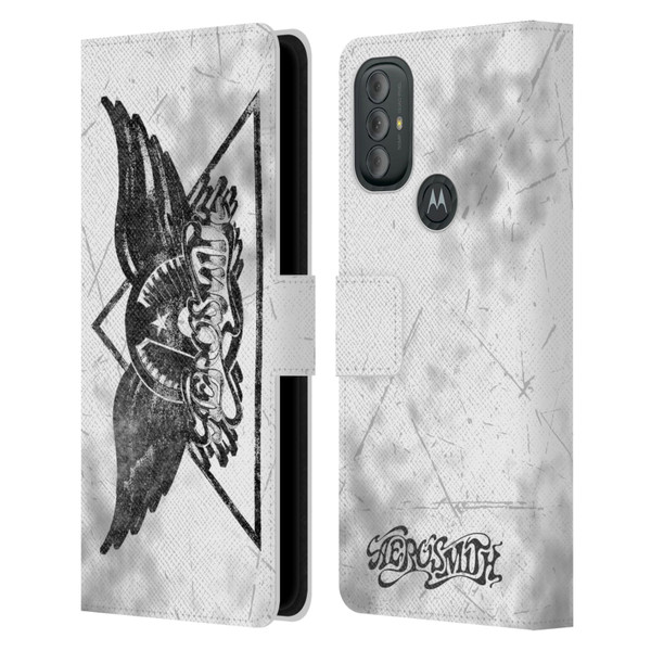 Aerosmith Black And White Triangle Winged Logo Leather Book Wallet Case Cover For Motorola Moto G10 / Moto G20 / Moto G30