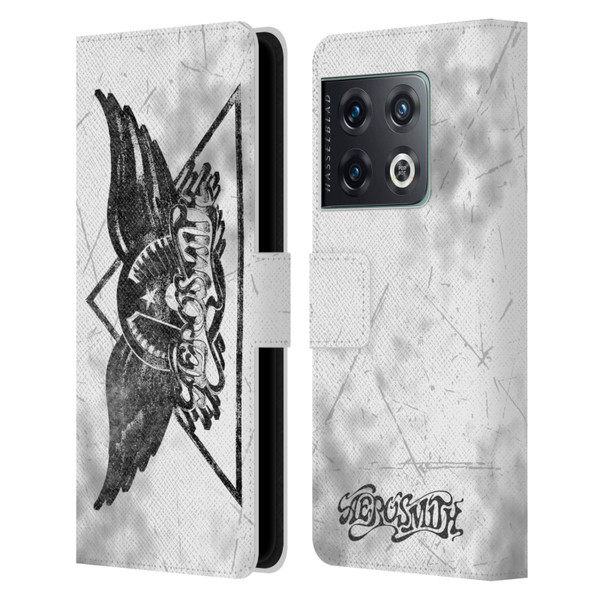 Aerosmith Black And White Triangle Winged Logo Leather Book Wallet Case Cover For OnePlus 10 Pro