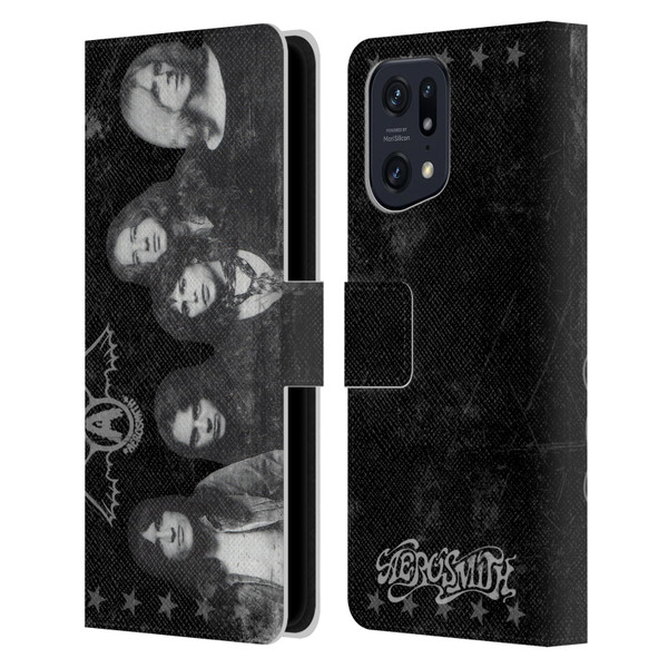 Aerosmith Black And White Vintage Photo Leather Book Wallet Case Cover For OPPO Find X5