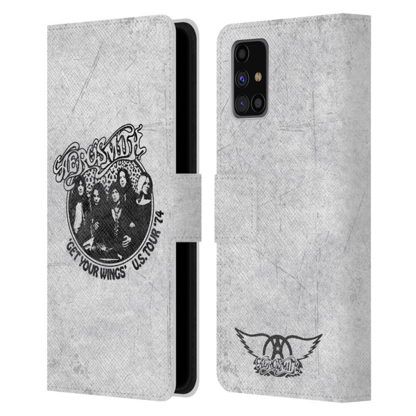 Aerosmith Black And White Get Your Wings US Tour Leather Book Wallet Case Cover For Samsung Galaxy M31s (2020)
