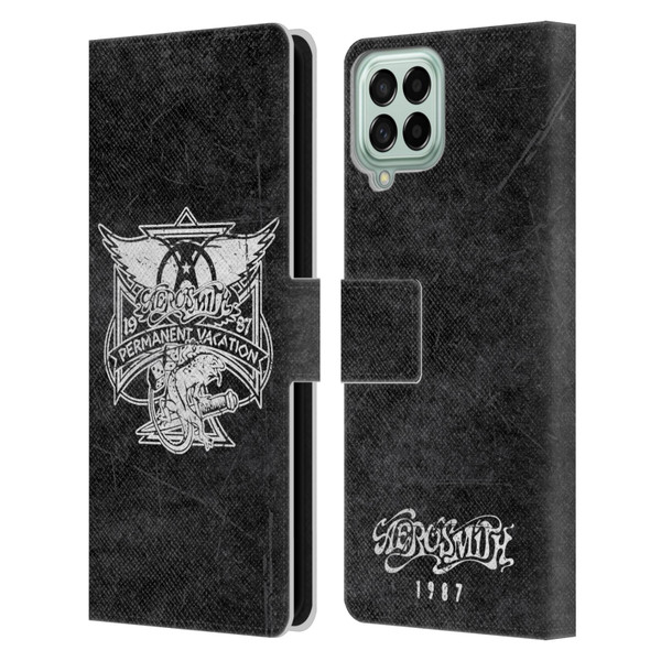 Aerosmith Black And White 1987 Permanent Vacation Leather Book Wallet Case Cover For Samsung Galaxy M53 (2022)