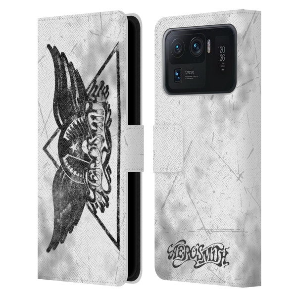 Aerosmith Black And White Triangle Winged Logo Leather Book Wallet Case Cover For Xiaomi Mi 11 Ultra