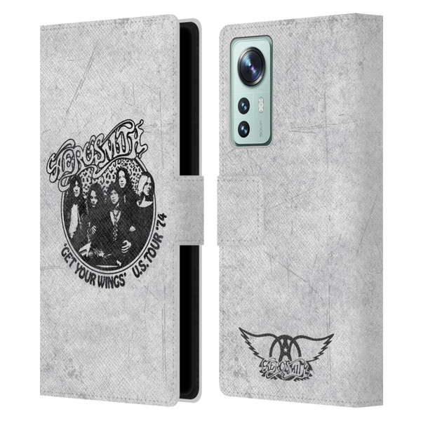 Aerosmith Black And White Get Your Wings US Tour Leather Book Wallet Case Cover For Xiaomi 12