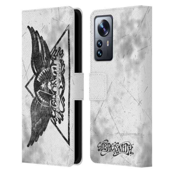 Aerosmith Black And White Triangle Winged Logo Leather Book Wallet Case Cover For Xiaomi 12 Pro