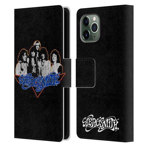 Aerosmith Classics Group Photo Vintage Leather Book Wallet Case Cover For Apple iPhone 11 Pro