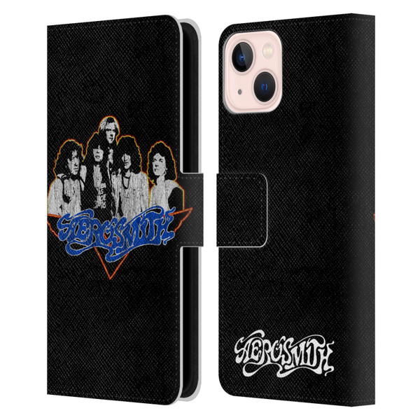Aerosmith Classics Group Photo Vintage Leather Book Wallet Case Cover For Apple iPhone 13