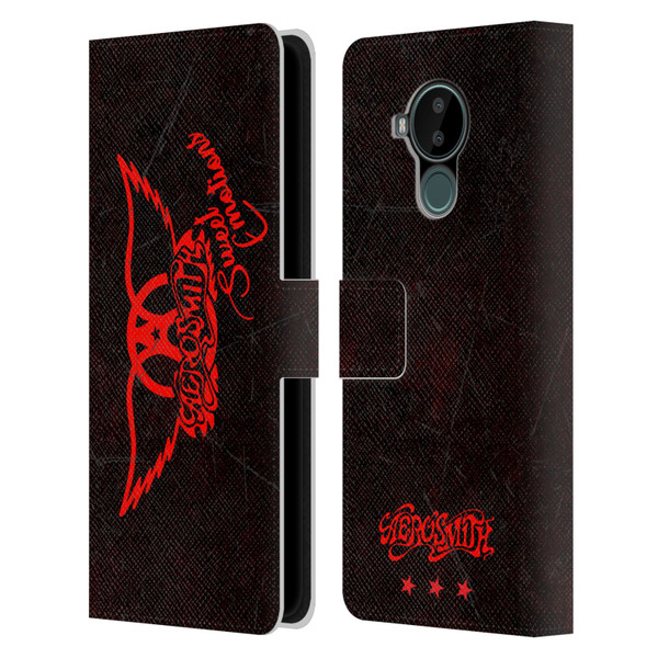 Aerosmith Classics Red Winged Sweet Emotions Leather Book Wallet Case Cover For Nokia C30