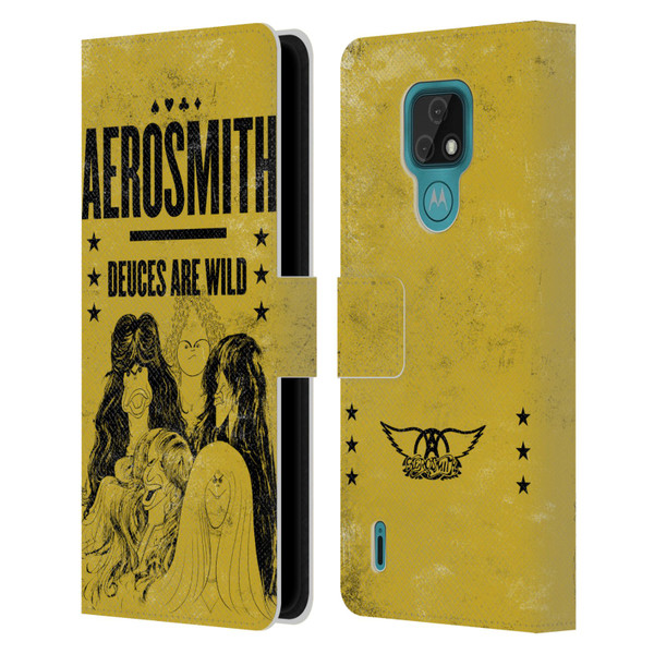 Aerosmith Classics Deuces Are Wild Leather Book Wallet Case Cover For Motorola Moto E7