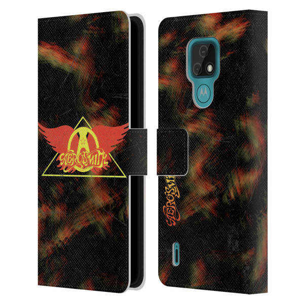 Aerosmith Classics Triangle Winged Leather Book Wallet Case Cover For Motorola Moto E7