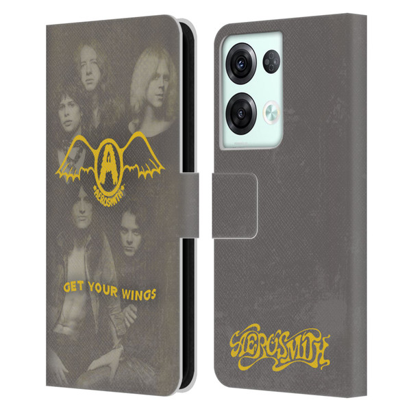 Aerosmith Classics Get Your Wings Leather Book Wallet Case Cover For OPPO Reno8 Pro