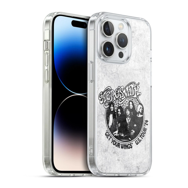 Aerosmith Black And White Get Your Wings US Tour Soft Gel Case for Apple iPhone 14 Pro & MagSafe