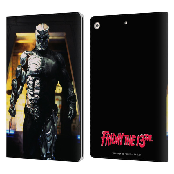 Friday the 13th: Jason X Comic Art And Logos Jason Cyborg Leather Book Wallet Case Cover For Apple iPad 10.2 2019/2020/2021