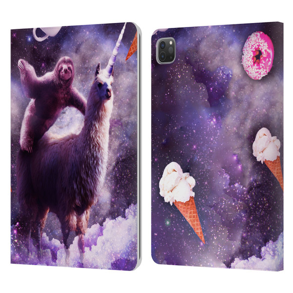 Random Galaxy Mixed Designs Sloth Riding Unicorn Leather Book Wallet Case Cover For Apple iPad Pro 11 2020 / 2021 / 2022